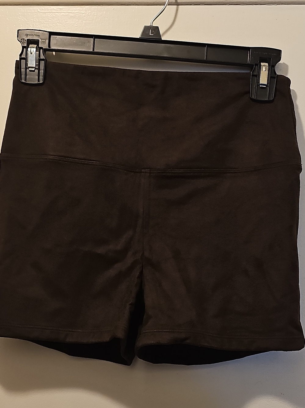 NWT Montce Dark Brown High-Waist Bike Shorts Faux Seude